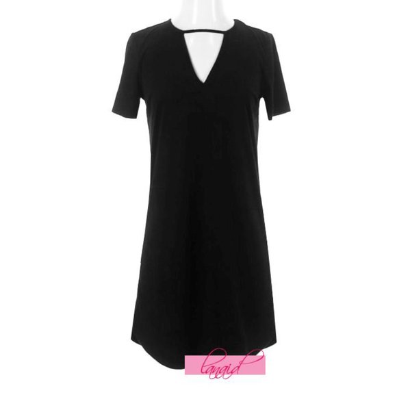 Z Supply The Suede Cut-Out Dress Black V-Neck Strappy Felt Cutout Edgy Mini XS - Picture 4 of 9